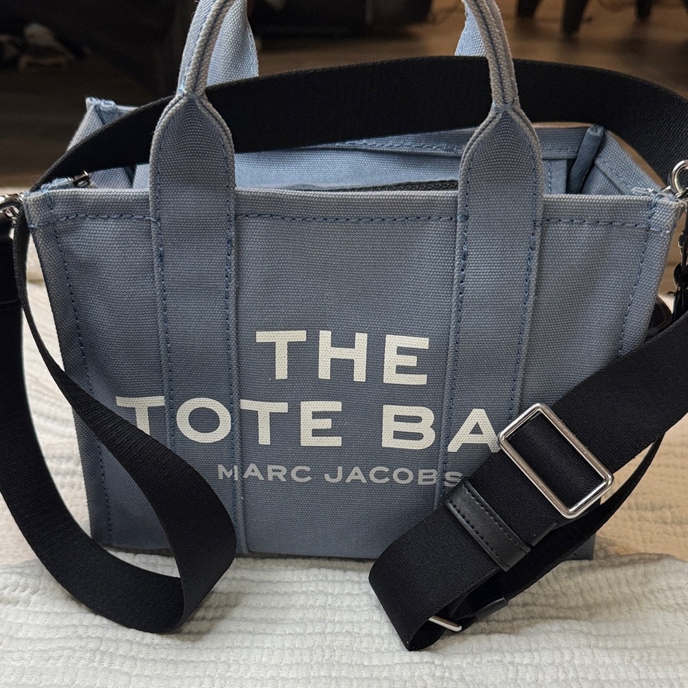 Marc Jacobs Light Blue Tote Bag with Black Strap